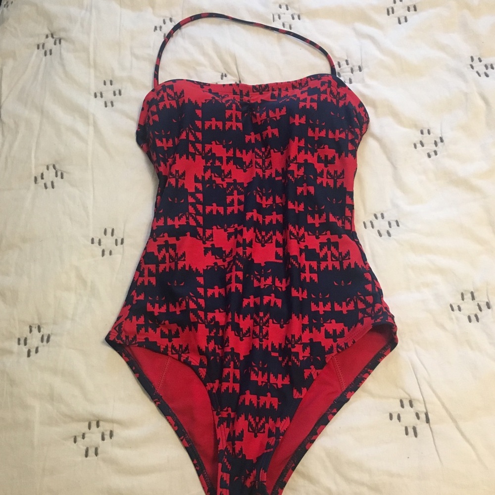 Volcom Red and Navy One Piece Swimsuit